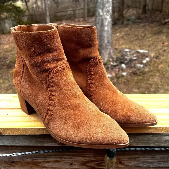 Sanctuary Refine Women's Tan Suede Leather Western Ankle Boots US Size 8.5 - Picture 2 of 16